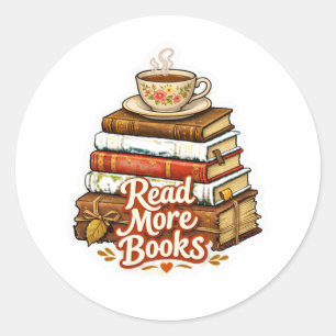 Pilha "Leia Mais Livros" Aconchegante com Adesivo 