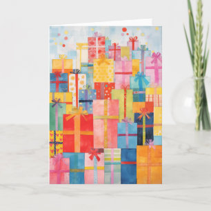 Pilhas de presentes molhados Cartão de Natal