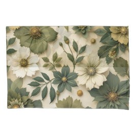 Pillow case green flowers pattern