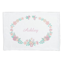 Pillowcase de Garota Floral Monograma de Frota de