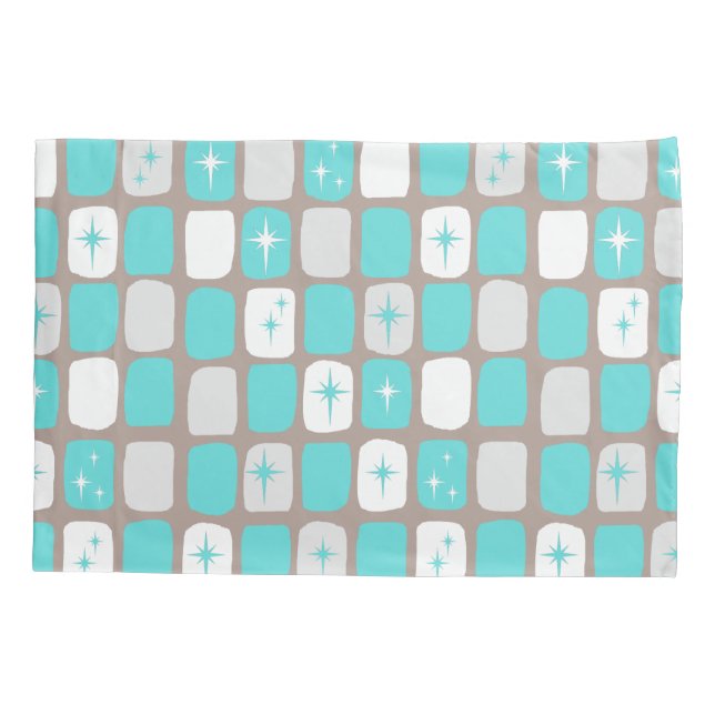 Pillowcase de Impulsos de Starbursts Retro Turquoi (Verso)
