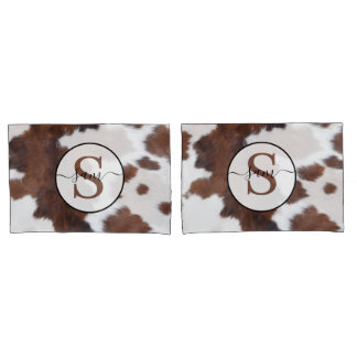 Pillowcase de Monograma Branco Castanho