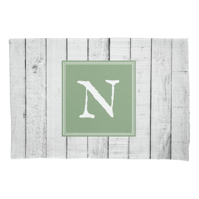 Pillowcase de Monograma Russo Verde (Frente)