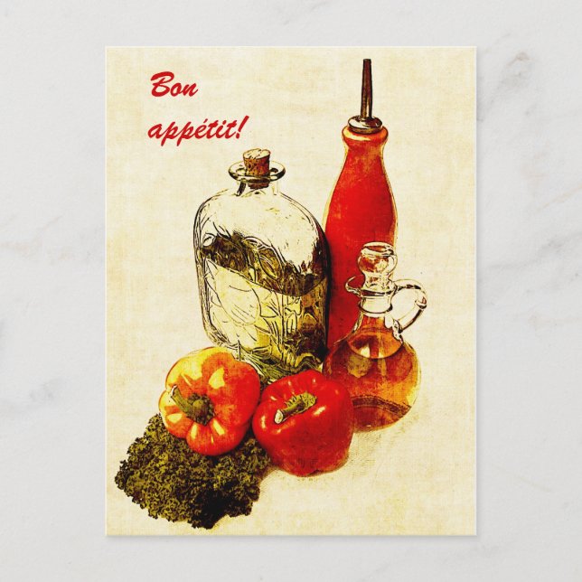 pimenta e óleos e cartão postal de apetite (Frente)