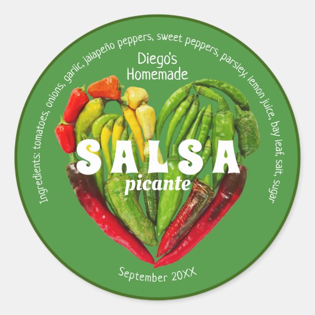 Pimenta verde quente, pimenta-do-coração, etiqueta (Frente)