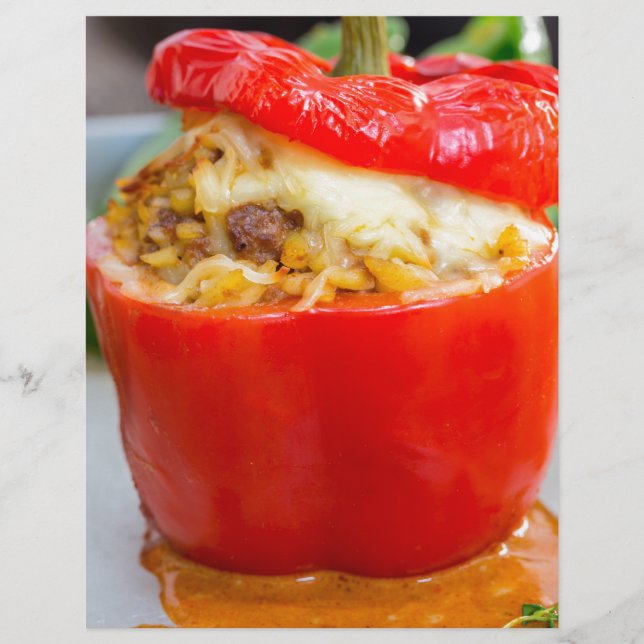 Pimentos cozidos em película com molho de carne e  (Frente)