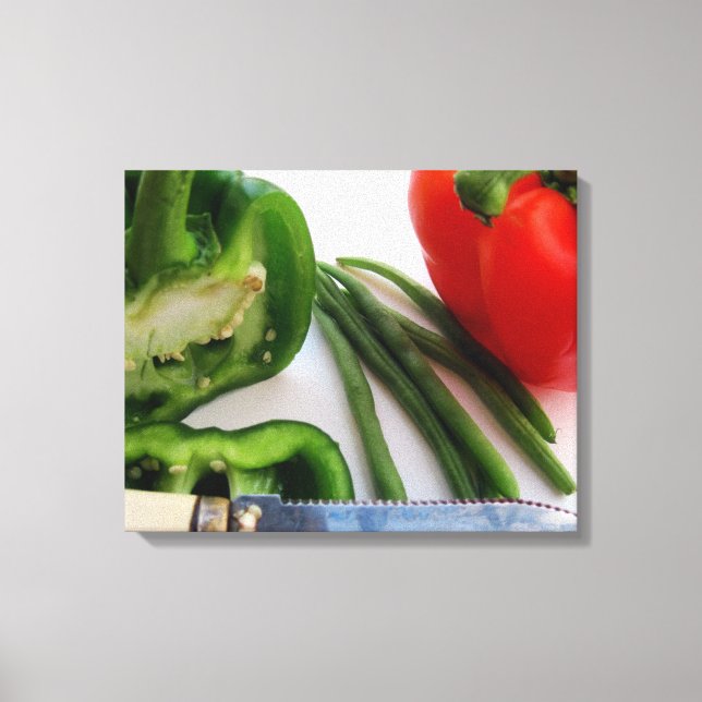 Pimentos verdes e vermelhos com Canvas de feijão (Frente)