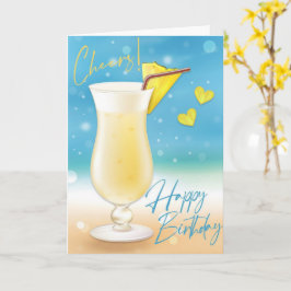 Pina Colada Cheers Feliz Cartão de Aniversário