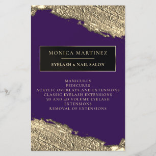 Pincel dourado mancha elegante folheto roxo