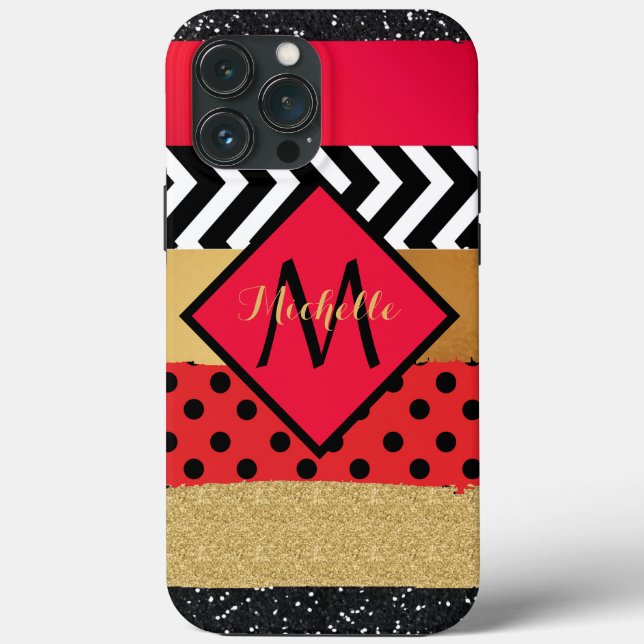 Pincel Dourado Vermelho Preto Escovo Monograma (Verso)