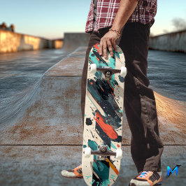Pincelada Abstrata Skateboard - Arte Moderna Ousad