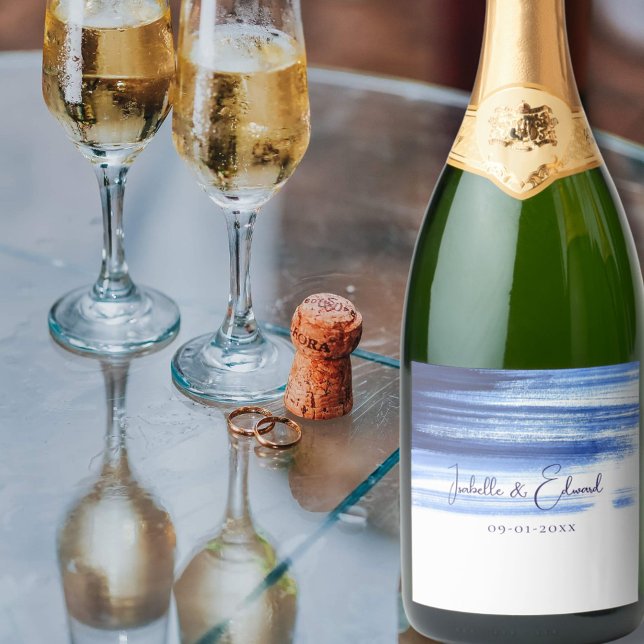 Pinceladas Modernas em Azul Naval em Aquarela sobr (Criador carregado)