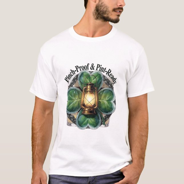 Pinch-Proof Lantern Clover T-Shirt | “Pinch-Proof' (Frente)