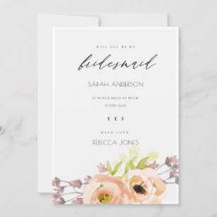 PINCO ROMÂNTICO, PURA, CARTÃO BRIDESMAID FLORAL 