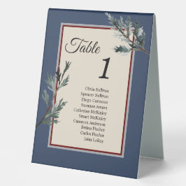 Pine Blue Winter Mesa Tent Sign with Guest (Sinal 