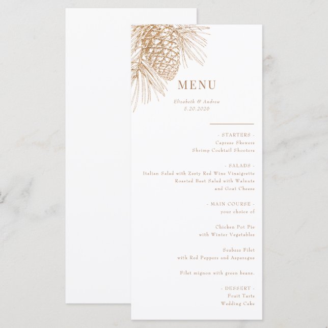 Pine Branch | Floresta de inverno | Menu Casamento (Frente/Verso)