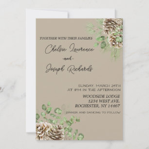Pine Cone e Greenery Weding Convite