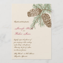 Pine Cone Nature no Convite para Casamento de Crem