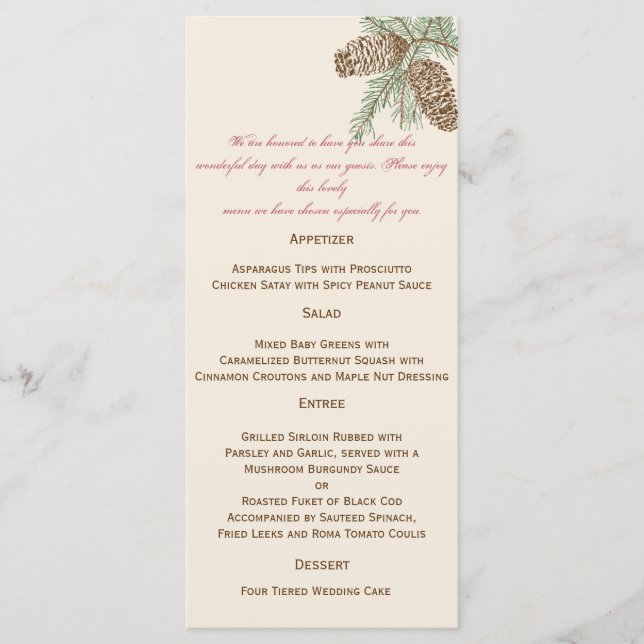 Pine Cone Nature no Cream Weding Menu (Frente)