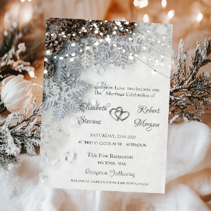 Pine Cones, Convite De Casamento De Flocos De Neve