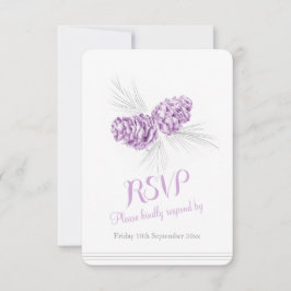 Pine cones de casamento roxo RSVP