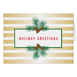 Pine Cones, Douradas Stripes, Cartões de natal