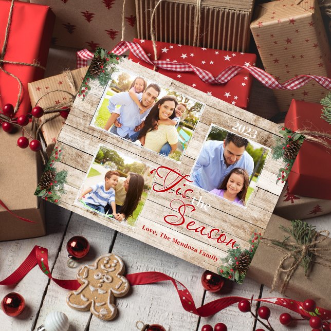 Pine Cones Holly É O Cartões de fotos De Férias Da (Criador carregado)