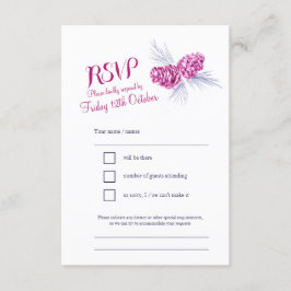 Pine cones marinho e RSVP de casamento de ameixas
