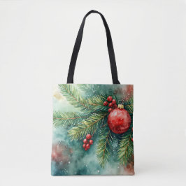 Pine de inverno e Bolsa de Holly Watercolor