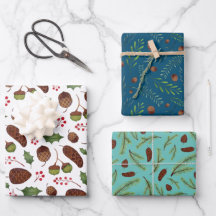 Pine de Natal Cones e Branches Watercolor