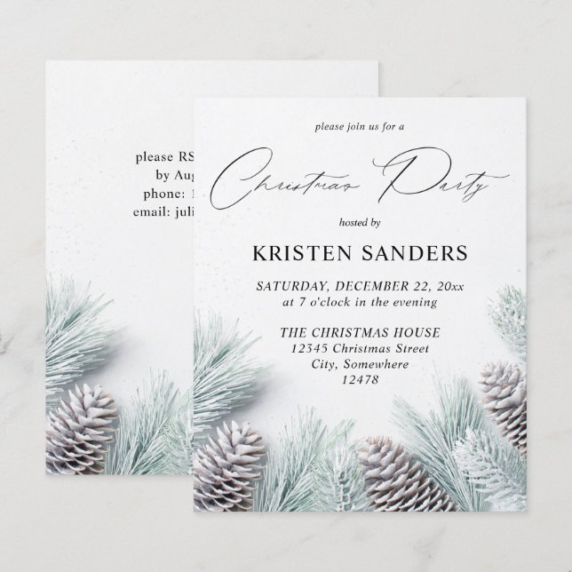 Pine de Orçamento Festa de Natal de Cone & Neve (Frente/Verso)