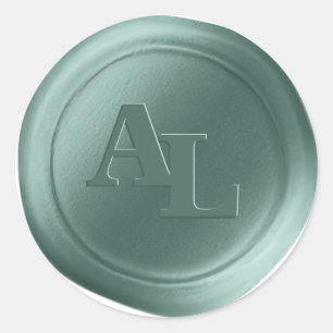 Pine Green Wax Seal Monogramas Adesivos de Casamen