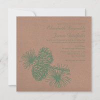 Pine Rustic Cones Convites De Casamento