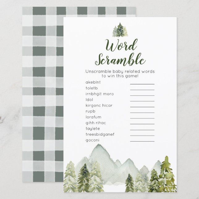 Pine Tree aventure Woodland Word Scramble (Frente/Verso)