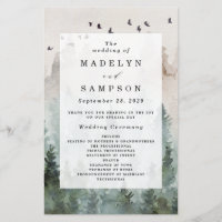 Pine Tree Forest Rustic Watercolor Wedment Program