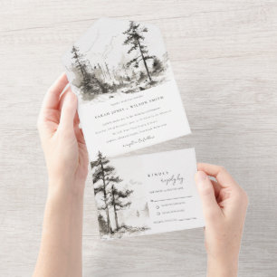 Pine Woods Mountain Landscape Casamento