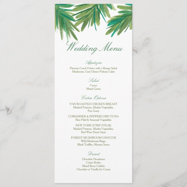 Pine Woods Watercolor | Menu Casamento (Frente)