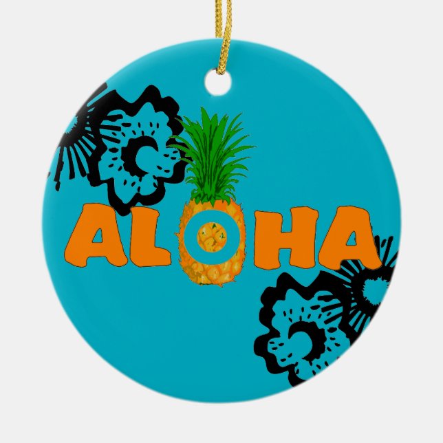 Pineapple Aloha - Enfeites de natal de Praia (Frente)
