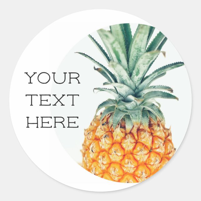 Pineapple Amarelo Verde Pálido Adesivo de Texto (Frente)