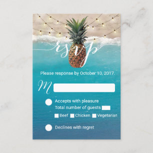 Pineapple Hawaiian Tropical Beach Weding RSVP