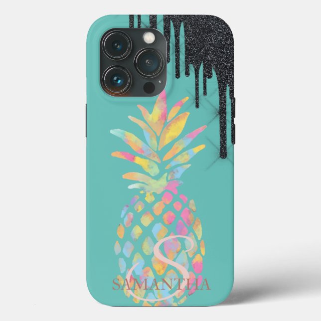 Pineapple Mint Verde com Gotas de Glitter Preto (Verso)