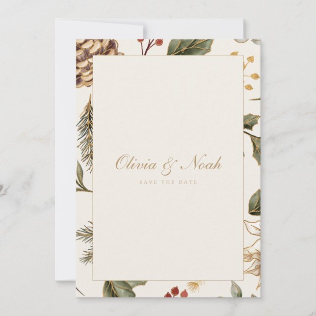 Pinecone Da Folhagem De Natal Guarde O Cartão De D (Frente)