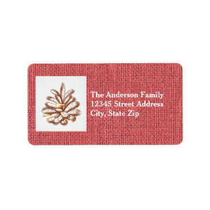 Pineges de burlap vermelhos - Etiqueta de endereç