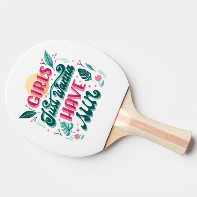 Ping Pong Raquete de pingue-pongue com a frase  (Lateral)