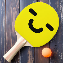 Ping Pong Rosto Sorridente Satisfeito Amarelo Raquete de Pin