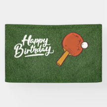 Ping Pong sobre grama verde Feliz Aniversário