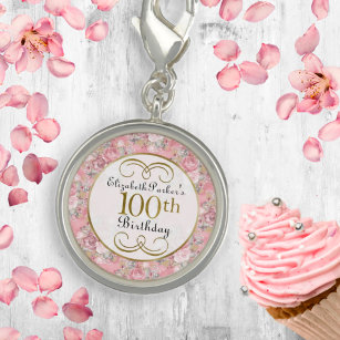 Pingente Bonito Cor de Água Floral 100º Aniversário
