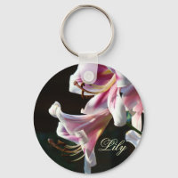 Pingente de chaveiro Lírio Rosa Branca Flores Jard