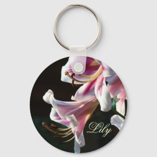 Pingente de chaveiro Lírio Rosa Branca Flores Jard