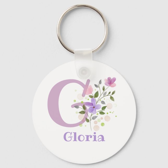 Pingente ou Porta-Chaves com Desenho Floral com No (Frente)